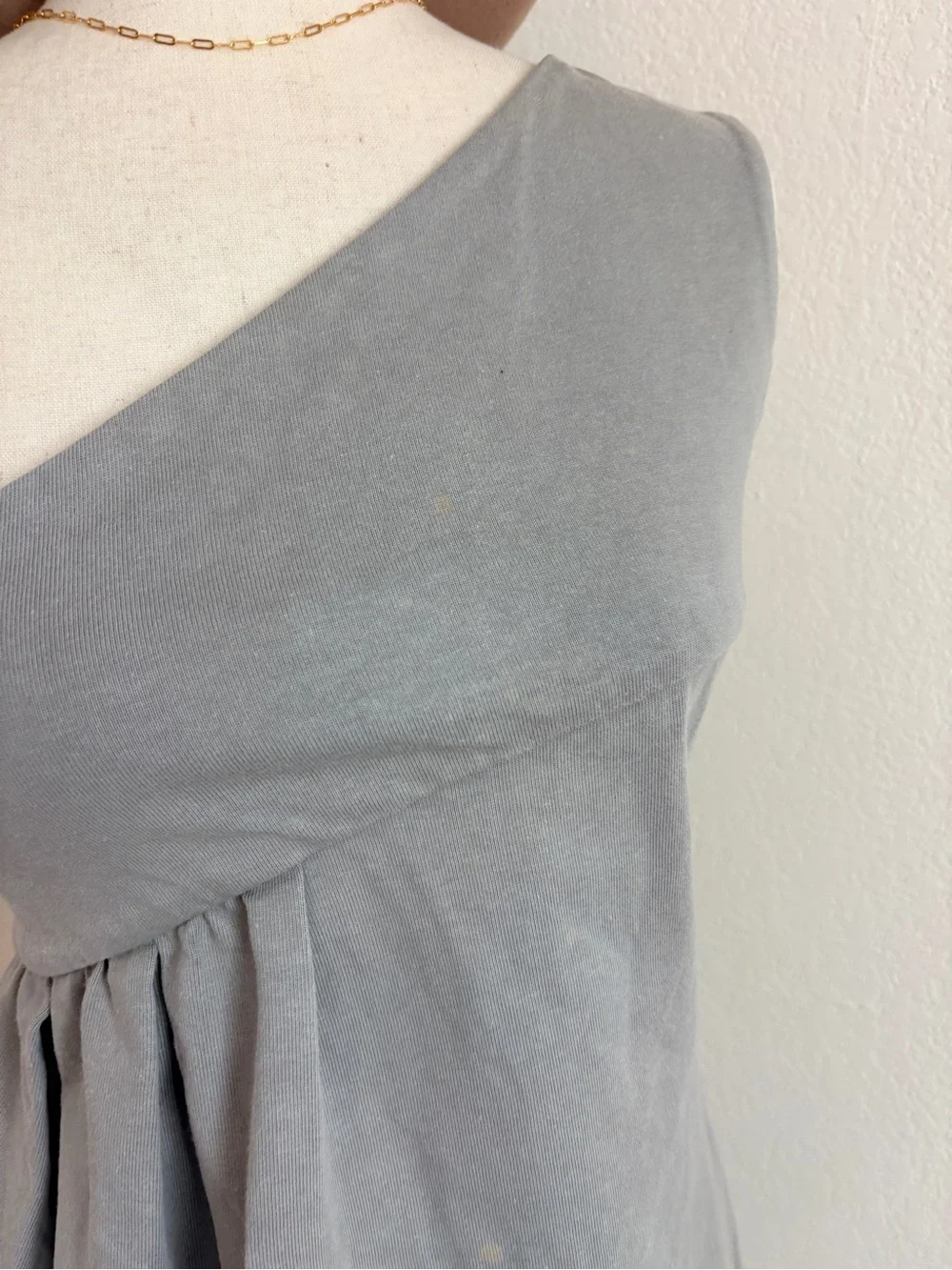 Chloe Grey Cotton One Shoulder Dress